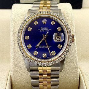 Rolex Men's Blue Two-Tone 2.5ct Diamond Watch!